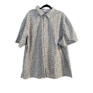 Van Heusen Big Men's Blue & Green Floral Short Sleeve Shirt Size 3XL